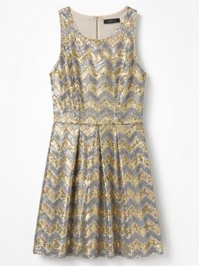 Ark & Co Chevron Sequin Fit-and-Flare Dress - Gold & Silver